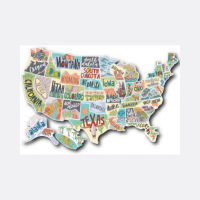 US States Map Travel Tracker Sticker Set
