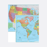 RMC Signature USA and World Wall Map Set