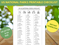 US National Parks Checklist Printable