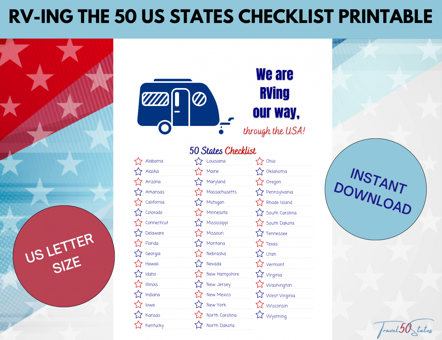RVing the 50 United States Checklist PRINTABLE