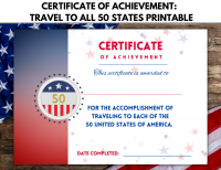 Traveled to All 50 States Certificate of Achievement PRINTABLE