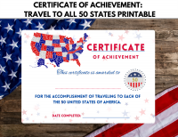Traveled to All 50 States Certificate of Achievement PRINTABLE