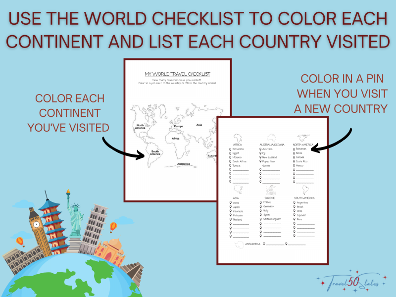 World Explorer Travel Journal PRINTABLE Bundle
