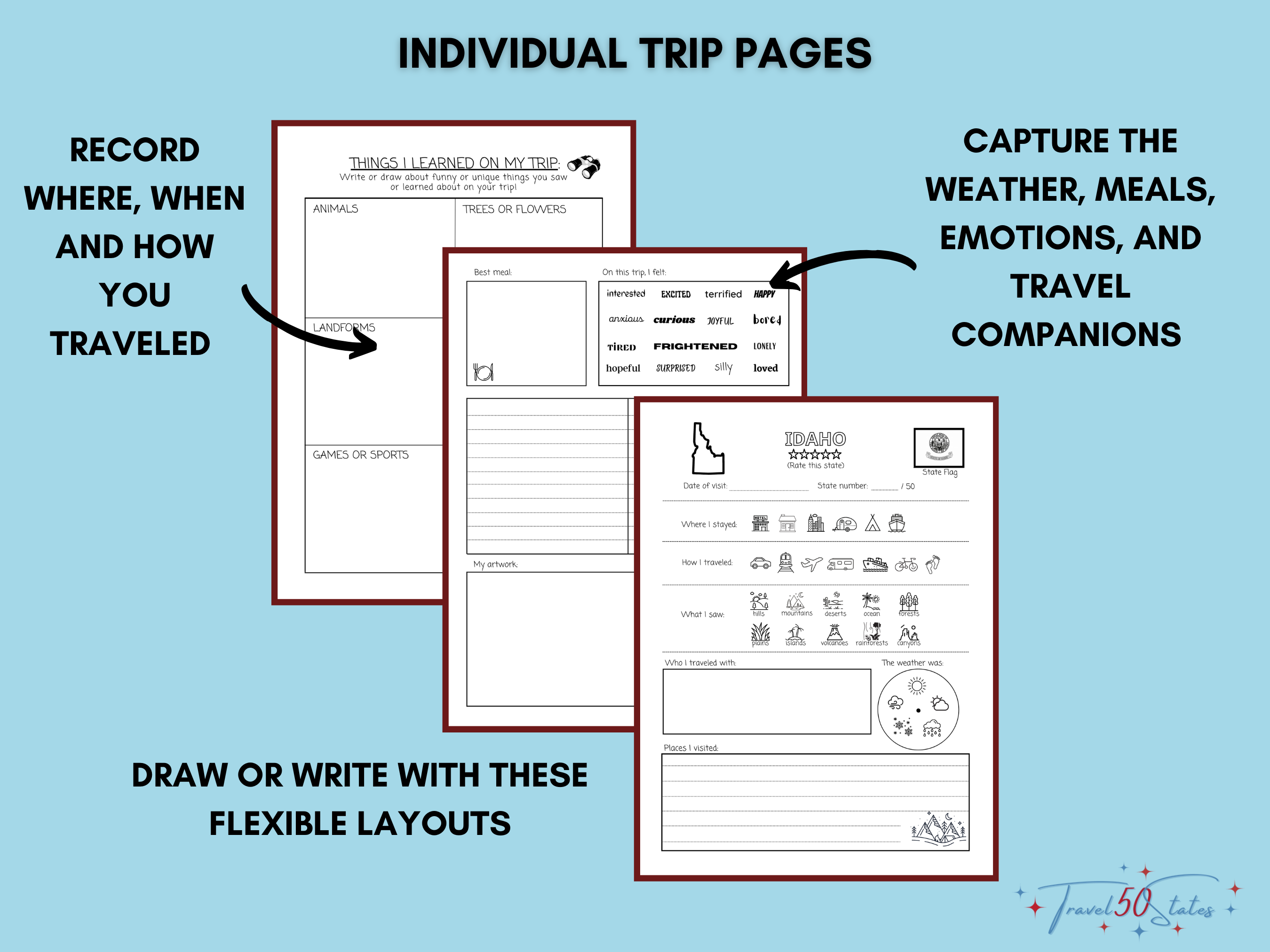 Travel 50 States Journal for Kids PRINTABLE Bundle - Image 5