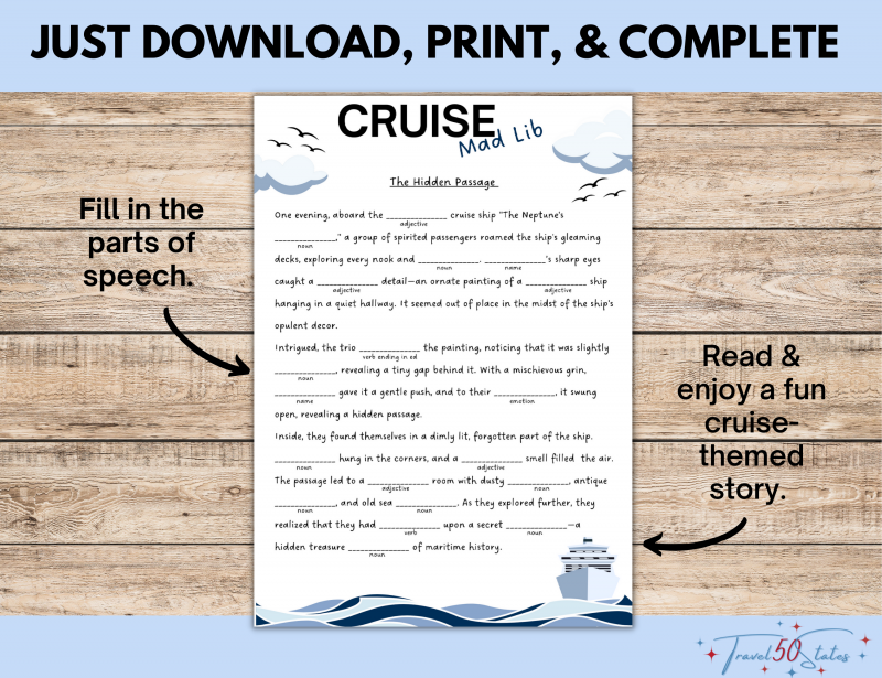 Cruise Vacation Printable Mad Libs