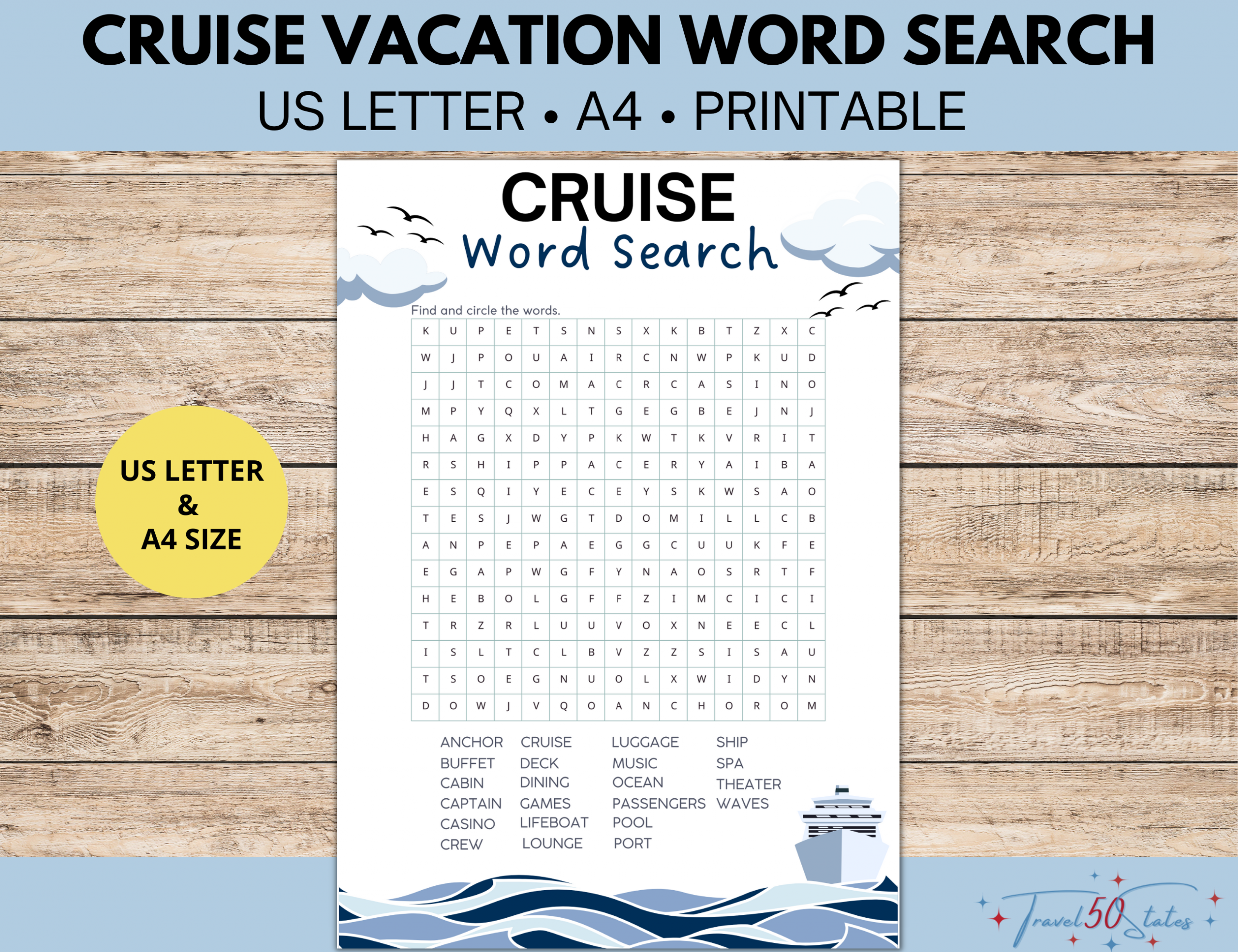 Cruise Ship Word Search Printable