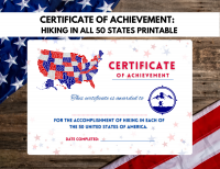 Hiked all 50 States Certificate of Achievement PRINTABLE