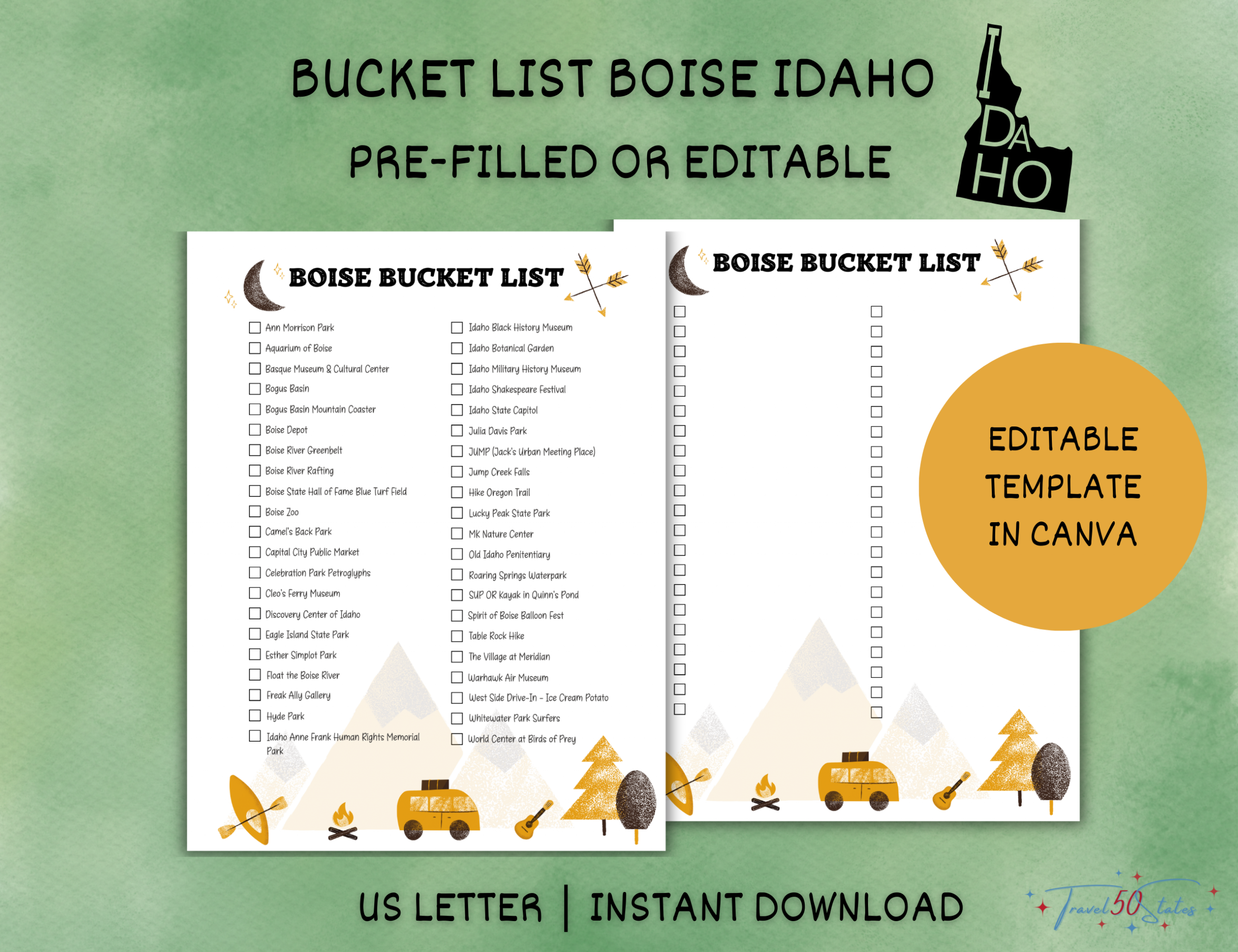 Boise Bucket List Printable