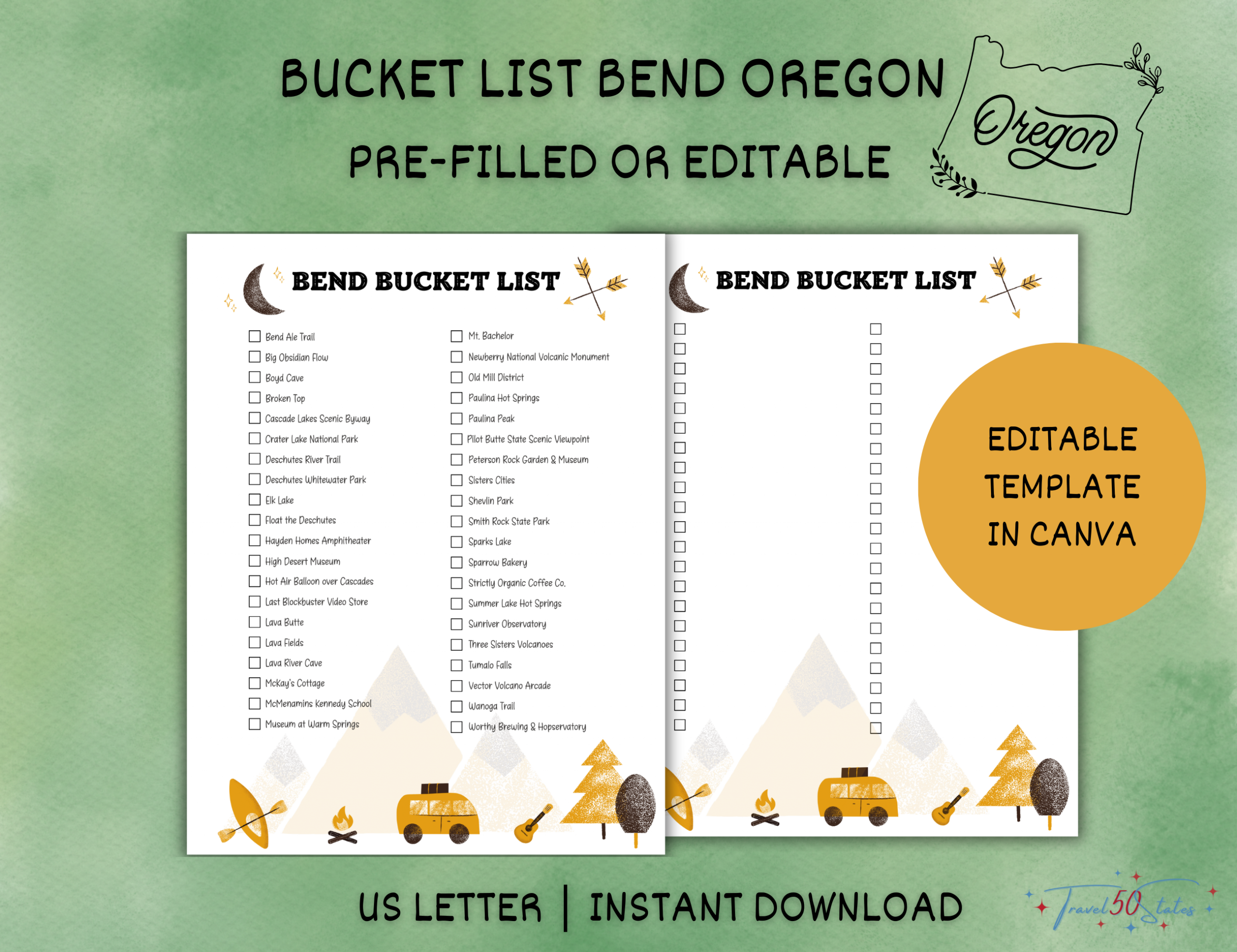 Bend Bucket List Printable