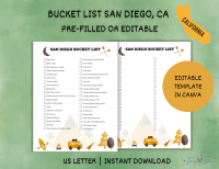 San Diego Bucket List Printable