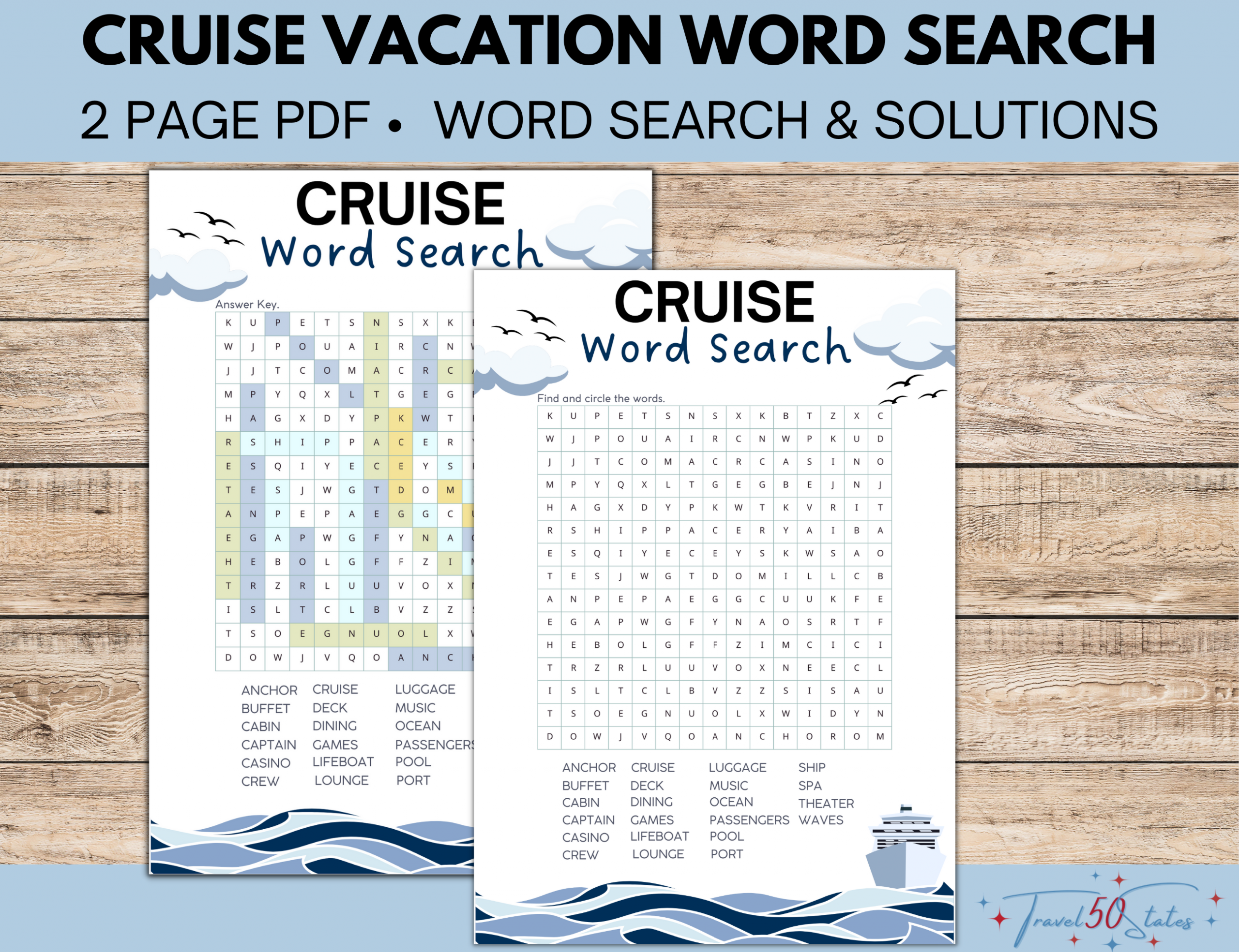 Cruise Ship Word Search Printable - Image 2