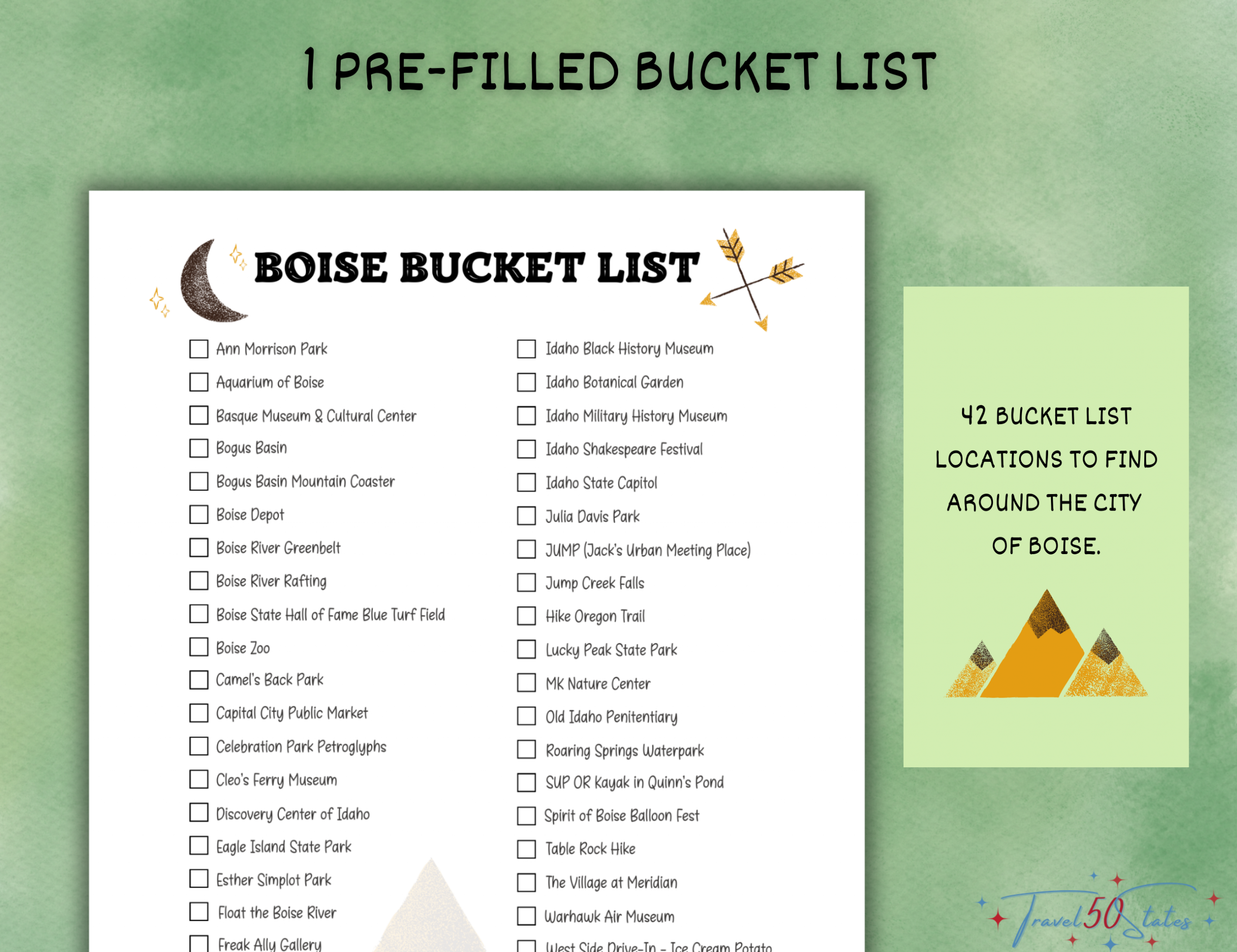 Boise Bucket List Printable - Image 2