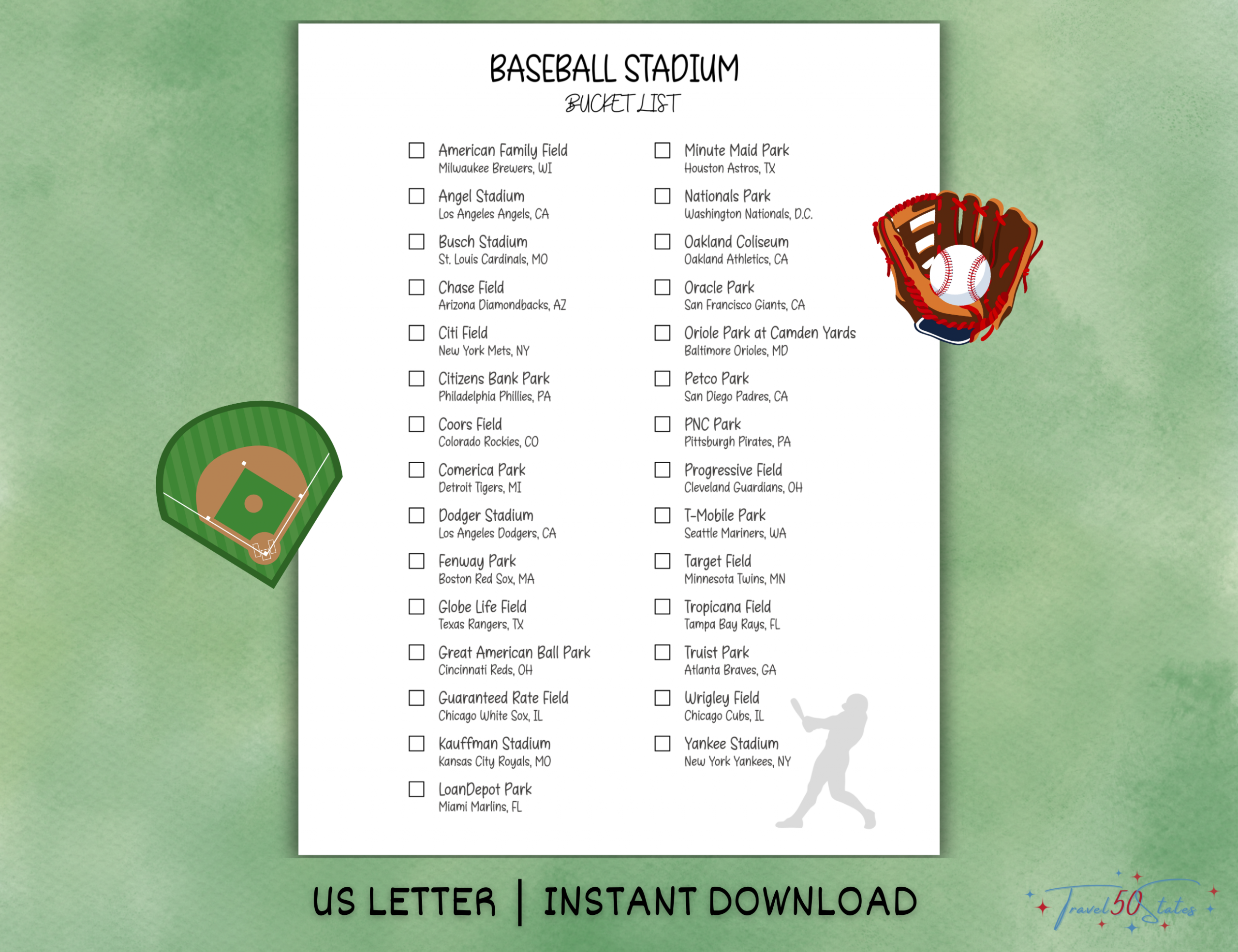 Baseball Stadium Tracker Printable - Image 2