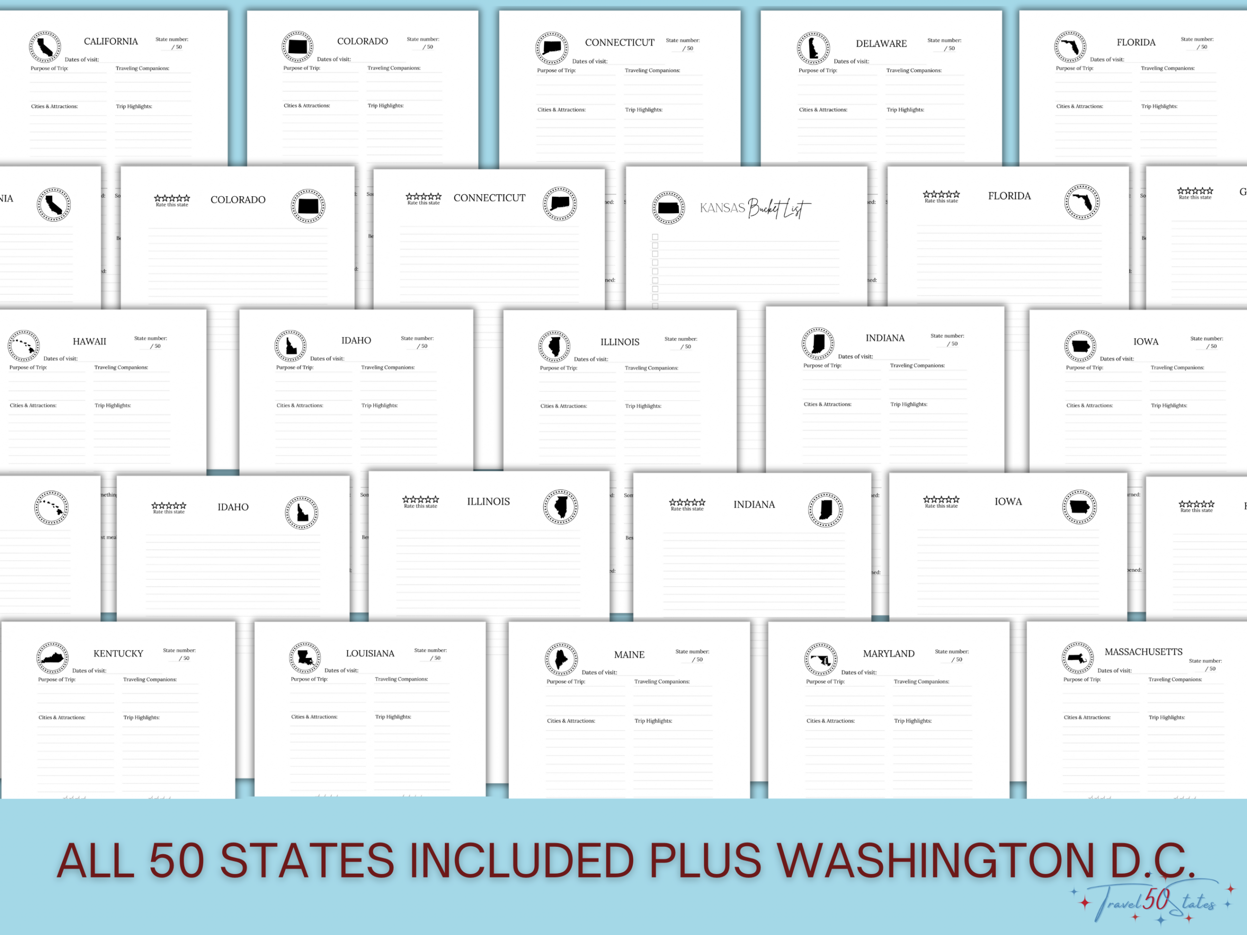 Travel 50 States Journal PRINTABLE Bundle - Image 2