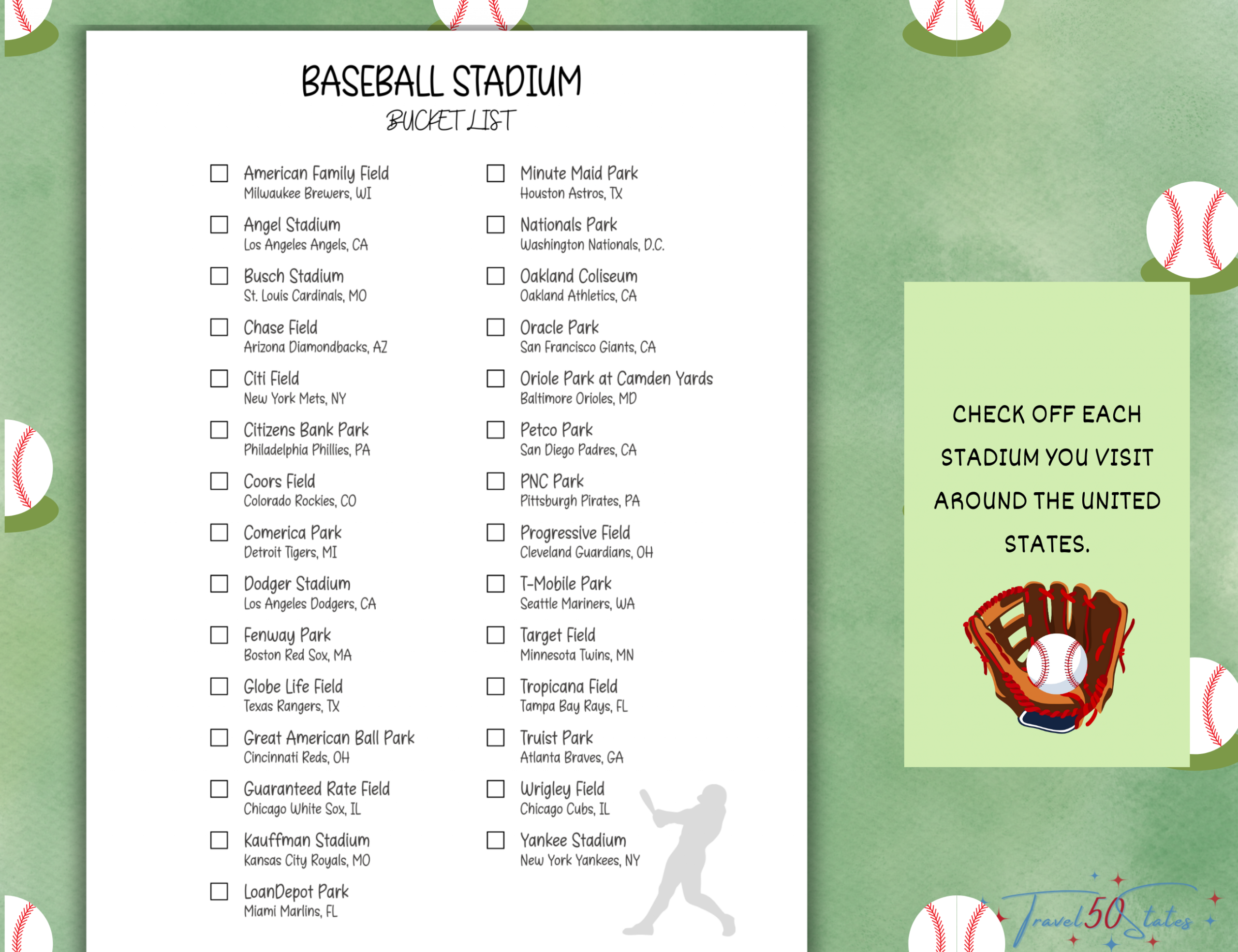 Baseball Stadium Tracker Printable - Image 3