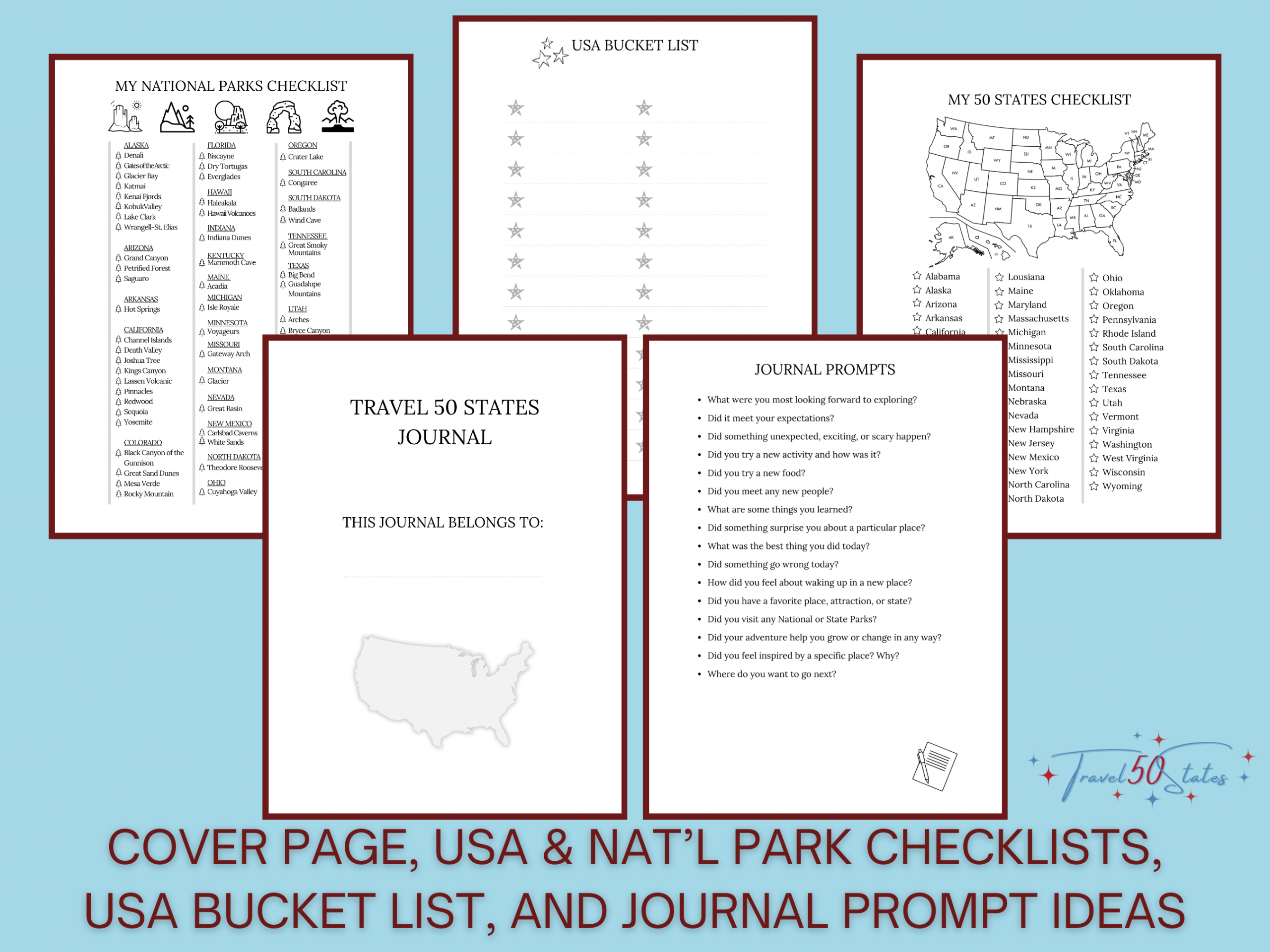 Travel 50 States Journal PRINTABLE Bundle - Image 3