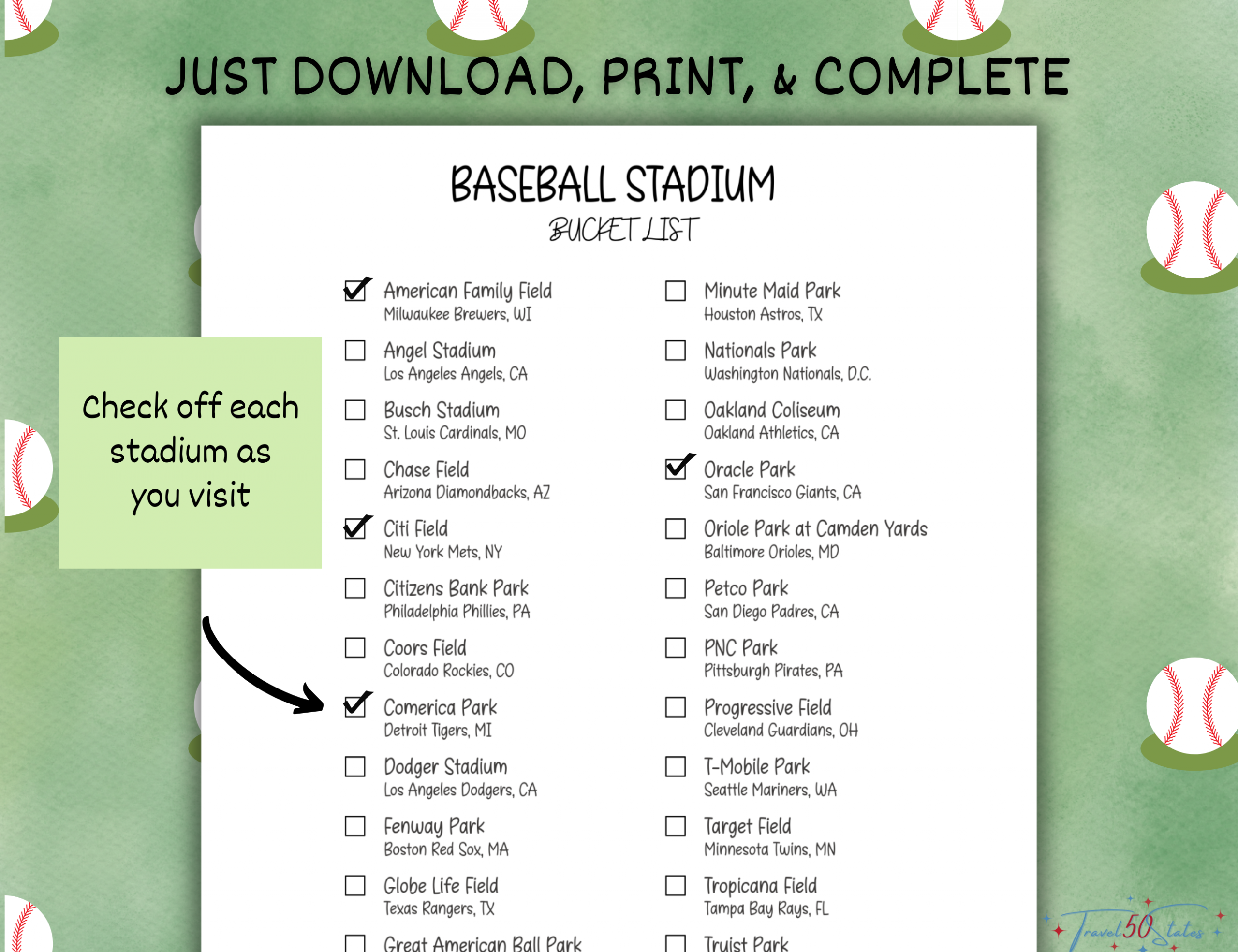 Baseball Stadium Tracker Printable - Image 5