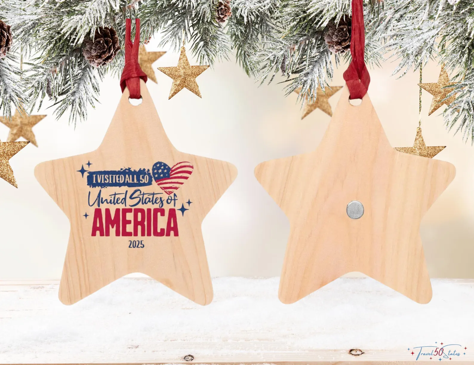2025 I Traveled to all 50 states wooden ornament