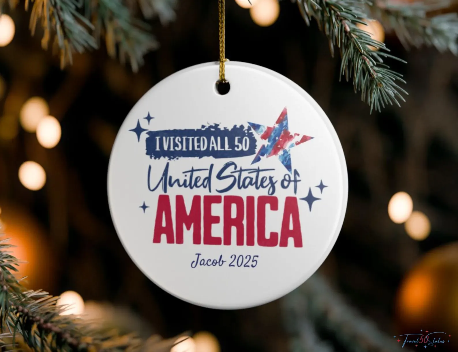 Personalized 50 States Travel Ornament - Image 4