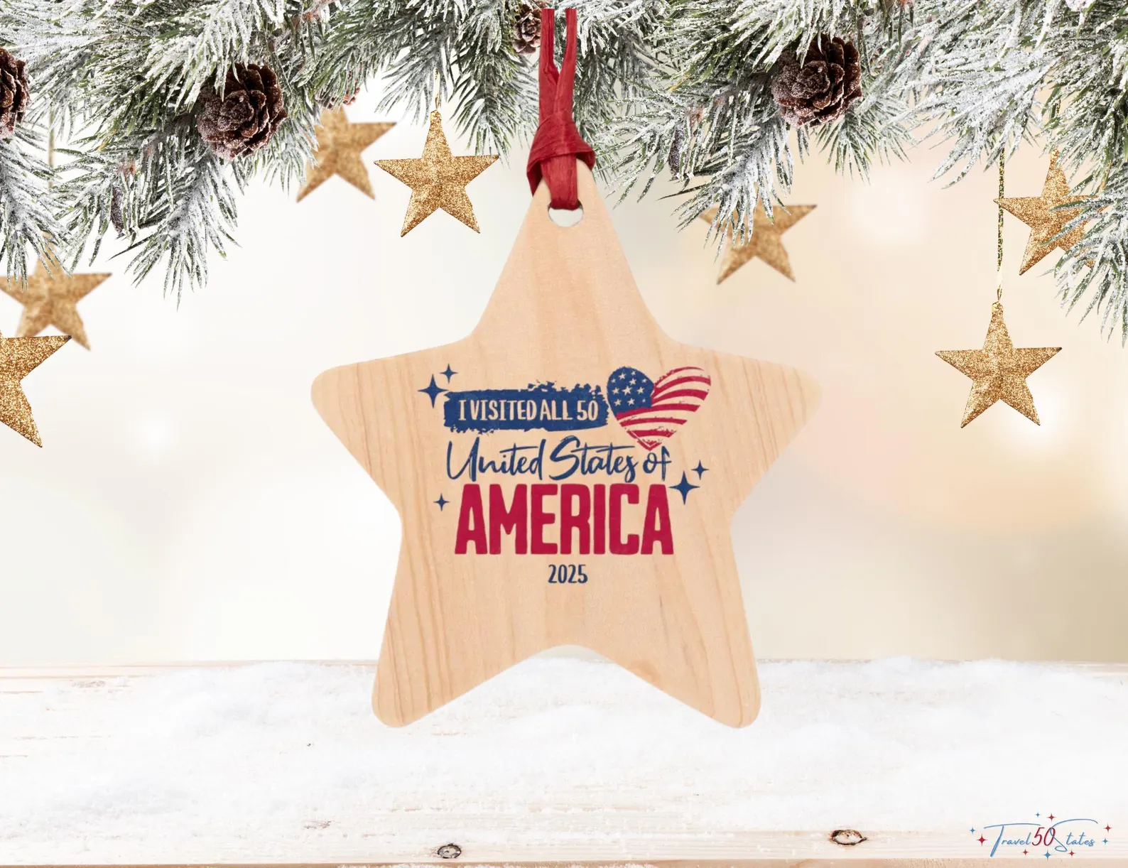 2025 I Traveled to all 50 states wooden ornament