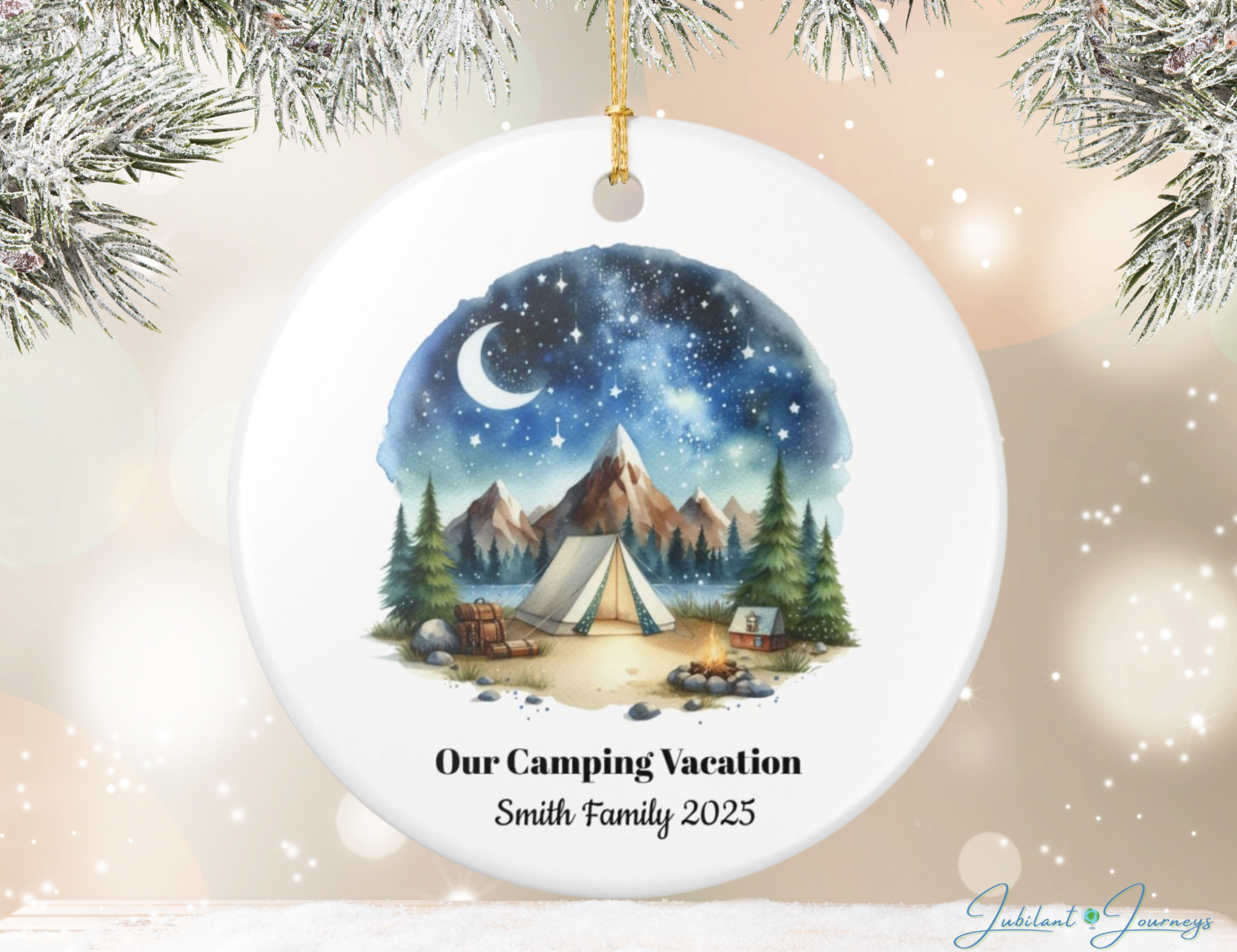 Custom Camping Vacation Ornament