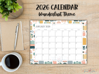 2026 Calendar Printable - Wanderlust Design
