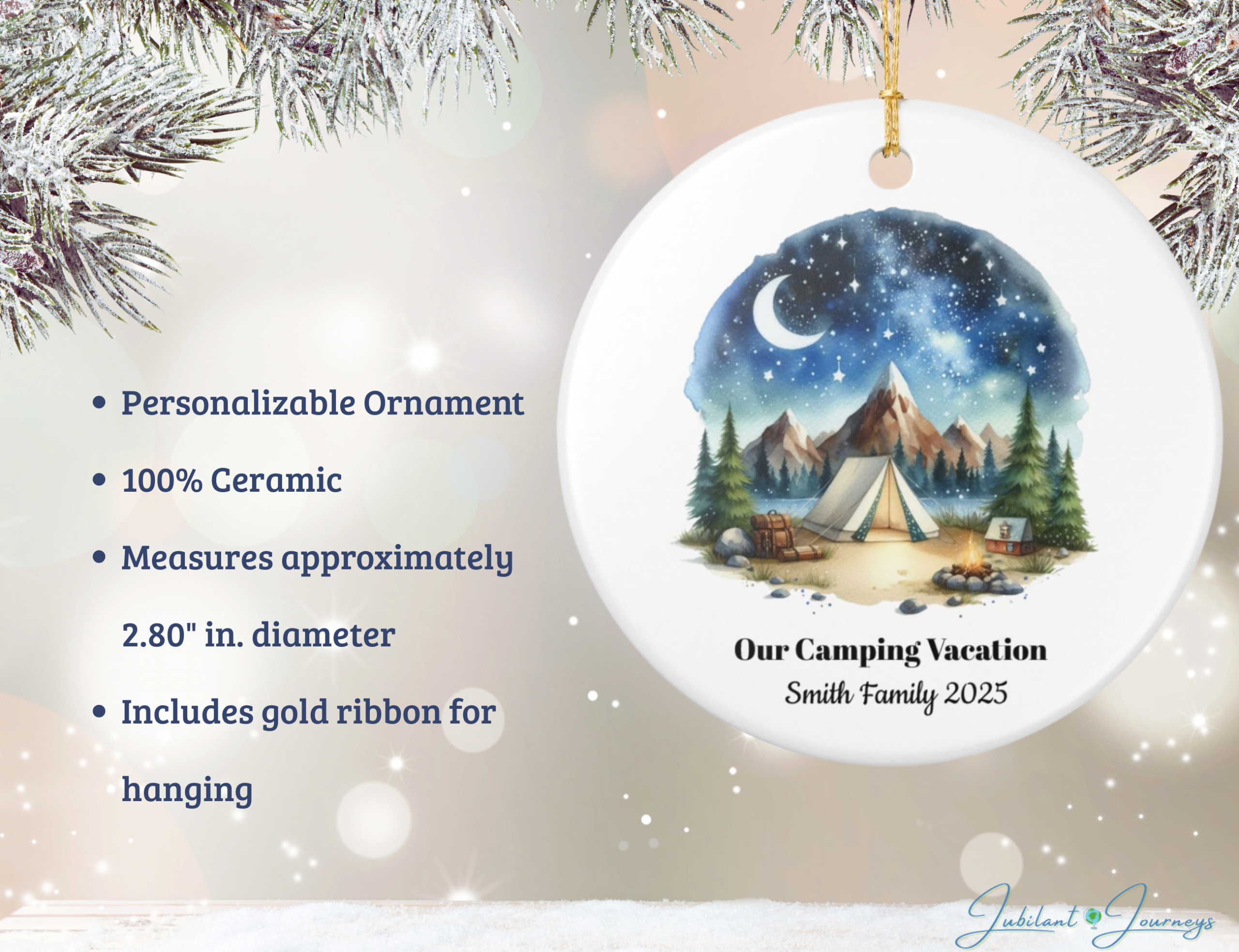 Custom Camping Vacation Ornament - Image 2