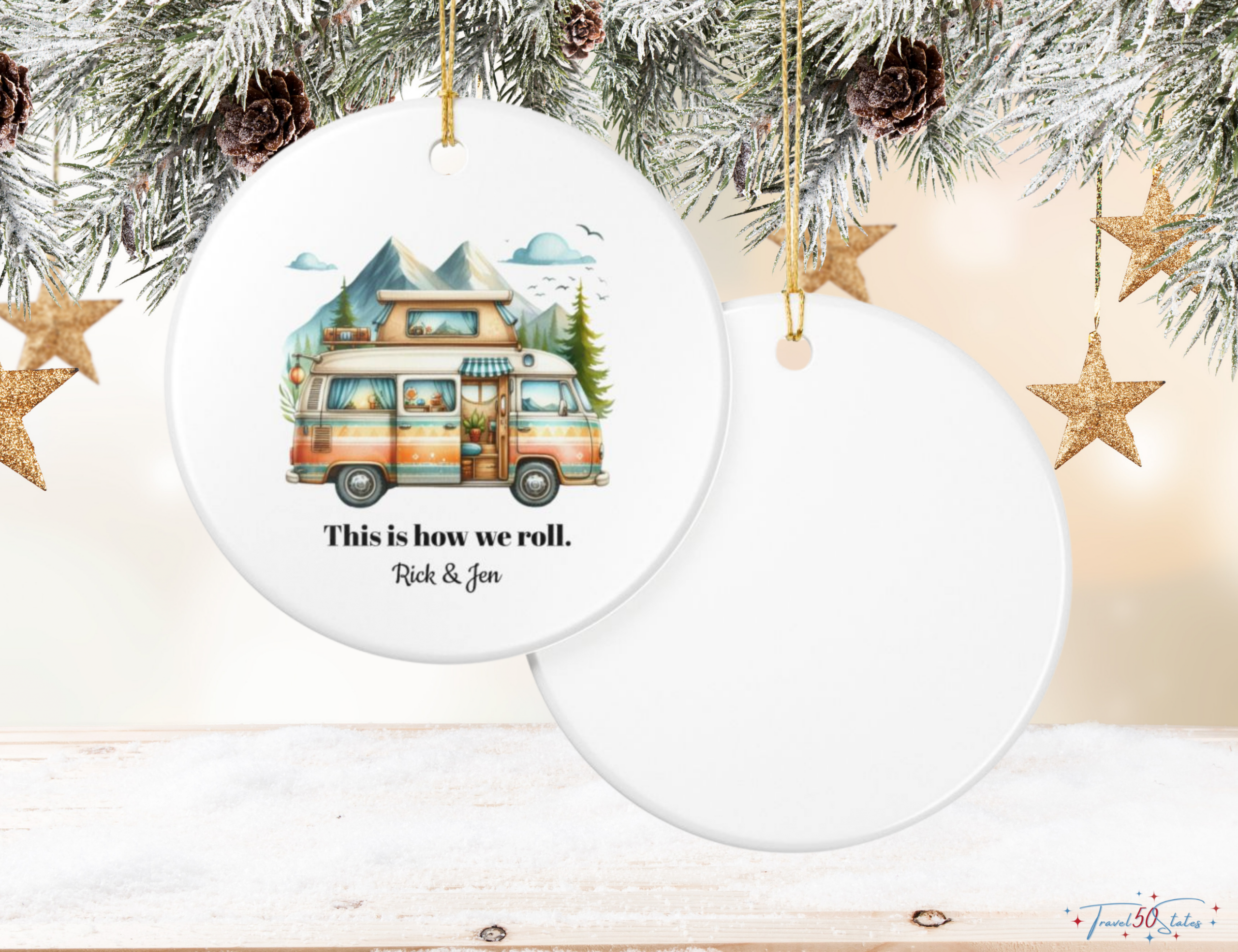 Camper Van Personalizable Ornament - Image 2
