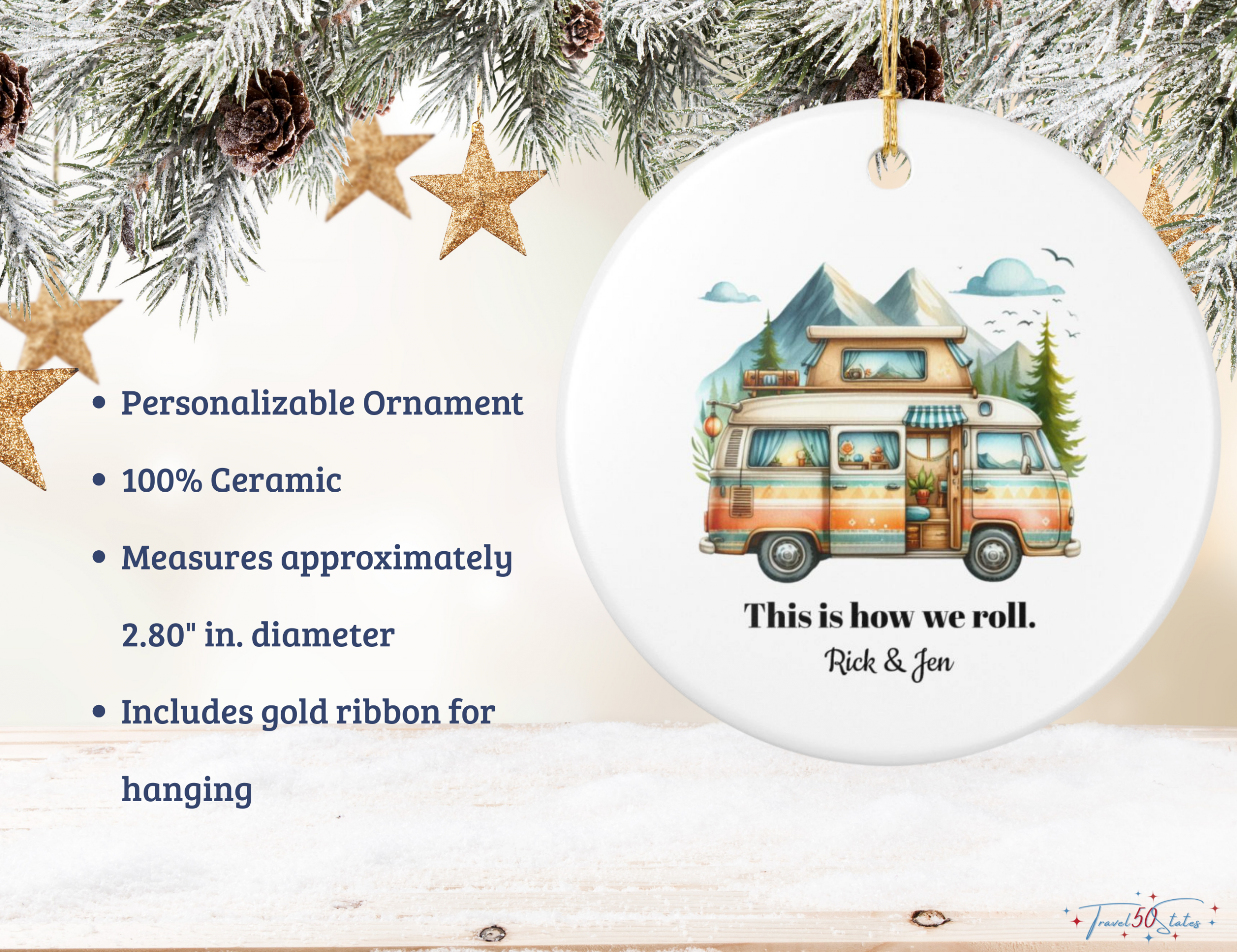 Camper Van Personalizable Ornament - Image 4