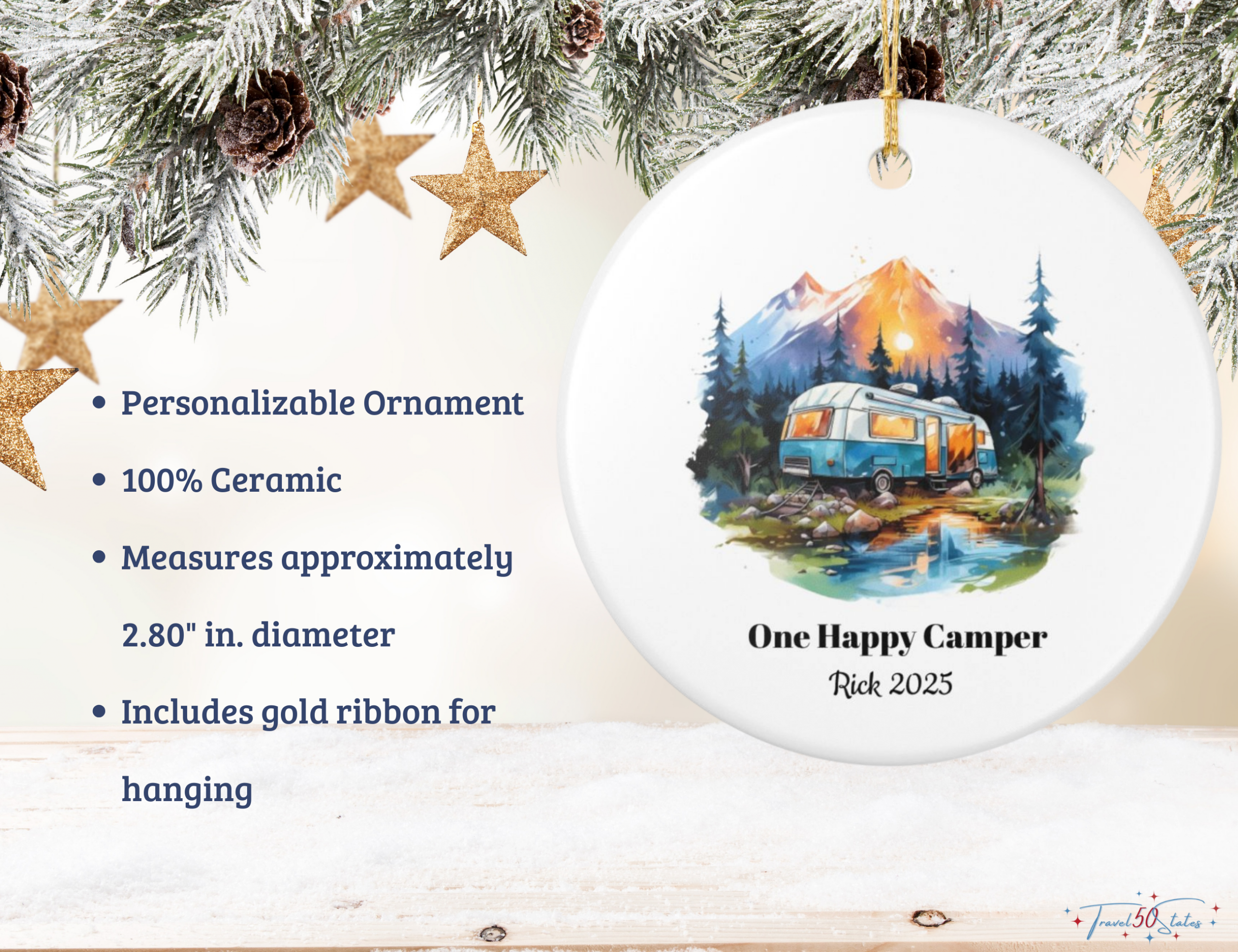 One Happy Camper Personalizable Ornament - Image 3