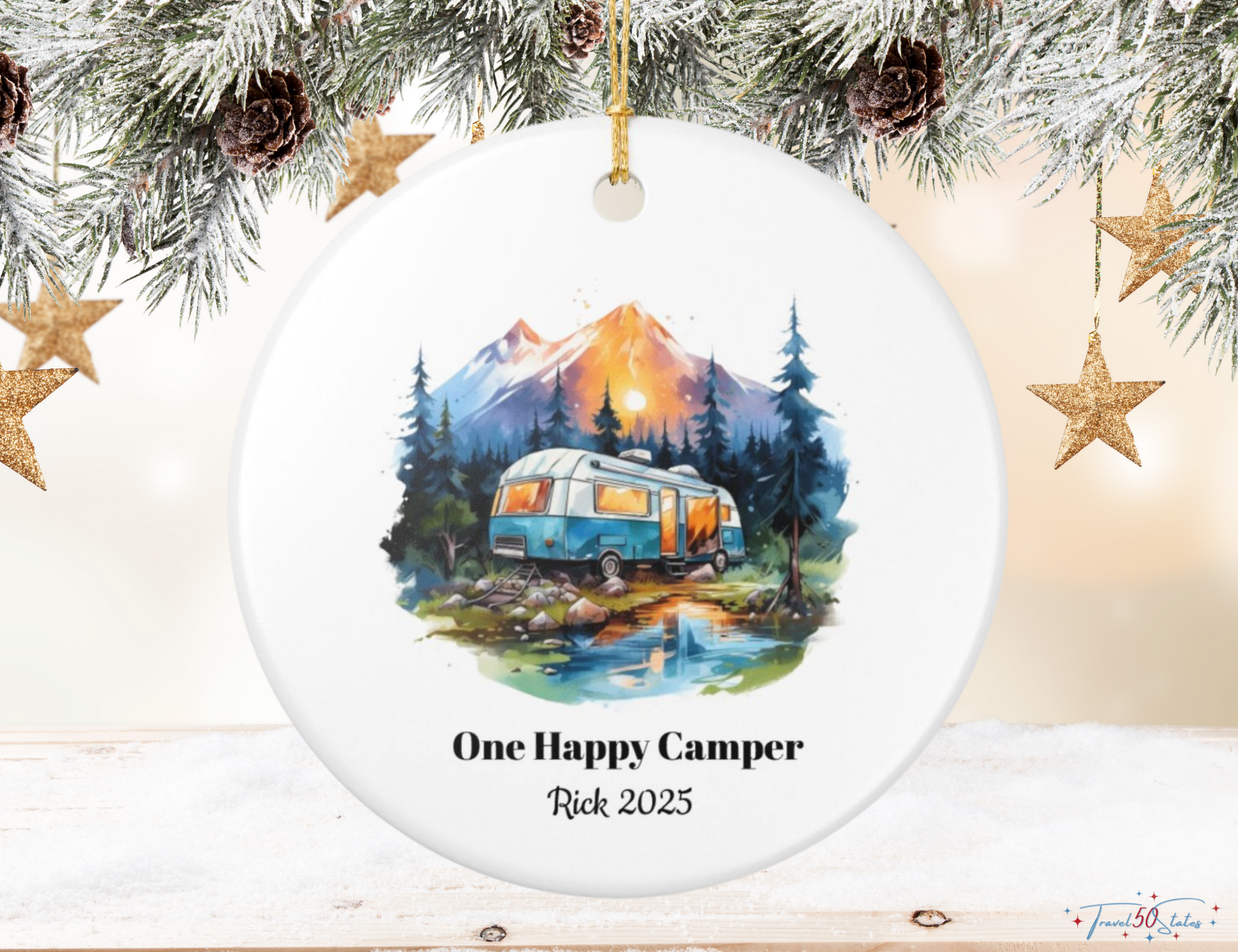 One Happy Camper Personalizable Ornament