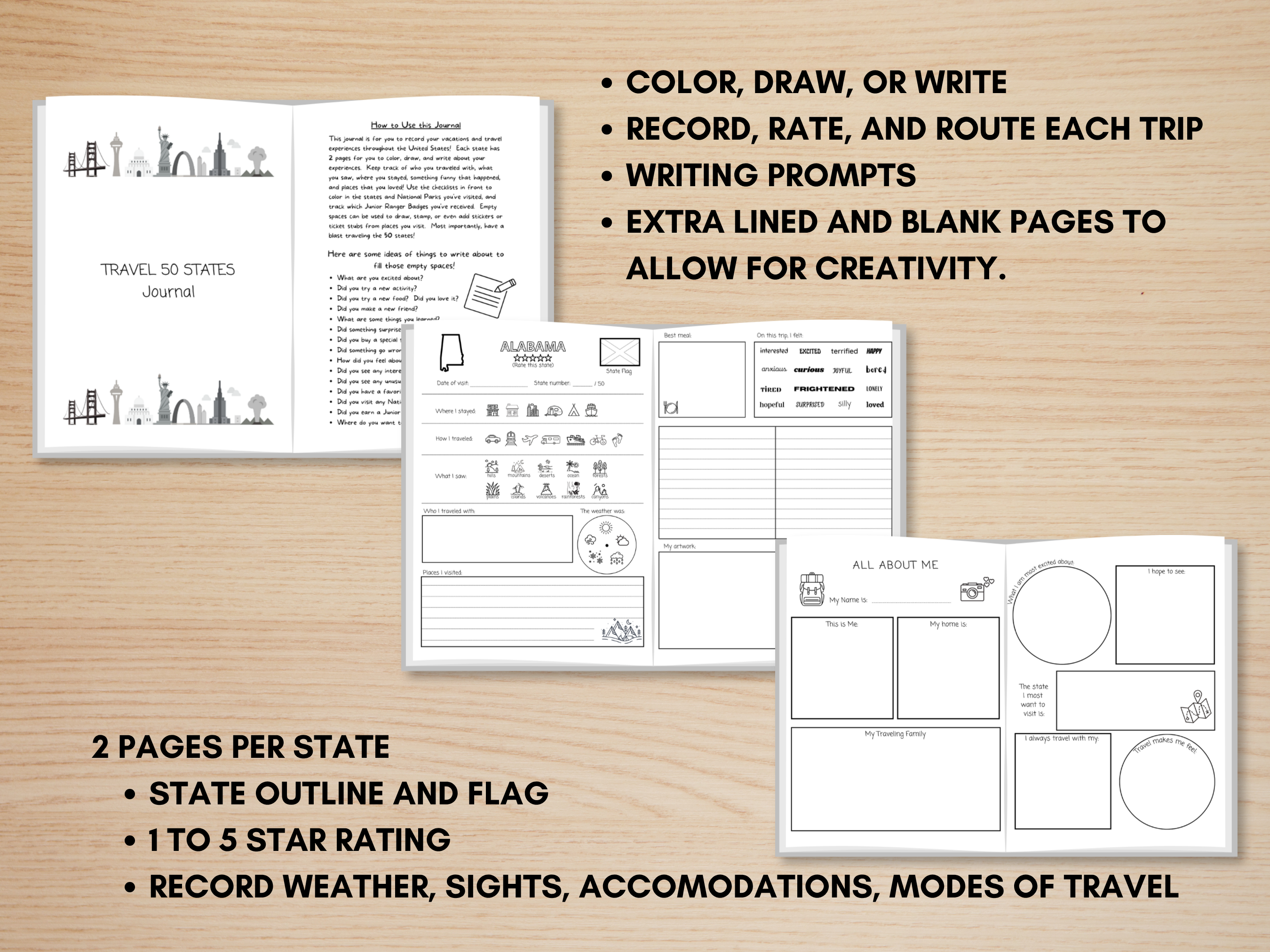 Travel 50 States Journal for Kids (Paperback) - Image 3