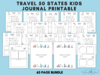 Travel 50 States Journal for Kids PRINTABLE Bundle