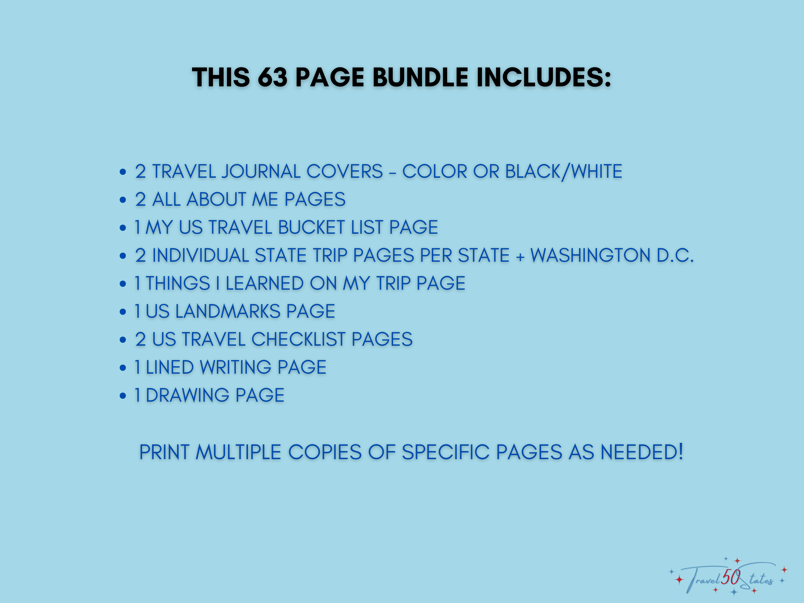 Travel 50 States Journal for Kids PRINTABLE Bundle - Image 8
