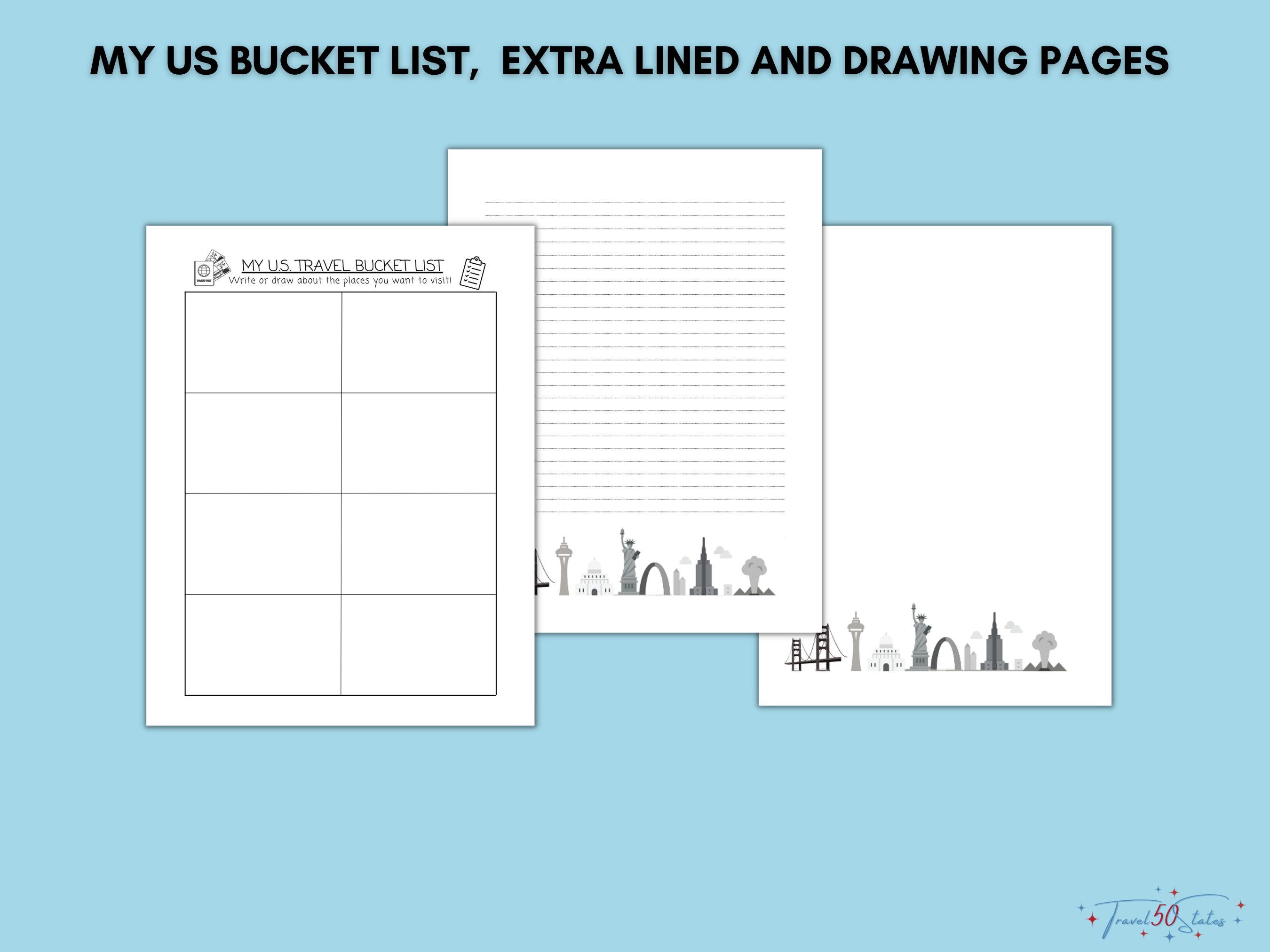 Travel 50 States Journal for Kids PRINTABLE Bundle - Image 7